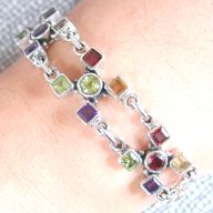 GORGEOUS GENUINE MULTI GEMSTONE LINKS BRACELET