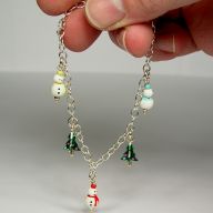 CUTE SNOWMAN AND CHRISTMAS TREE BRACELET, ITALY