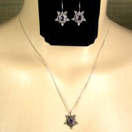 STERLING AMETHYST NECKLACE AND EARRINGS SET, BALI