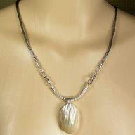 STERLING WHITE SHELL BYZANTINE NECKLACE