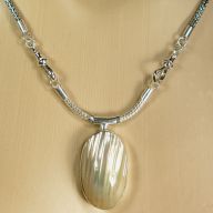 STERLING WHITE SHELL BYZANTINE NECKLACE